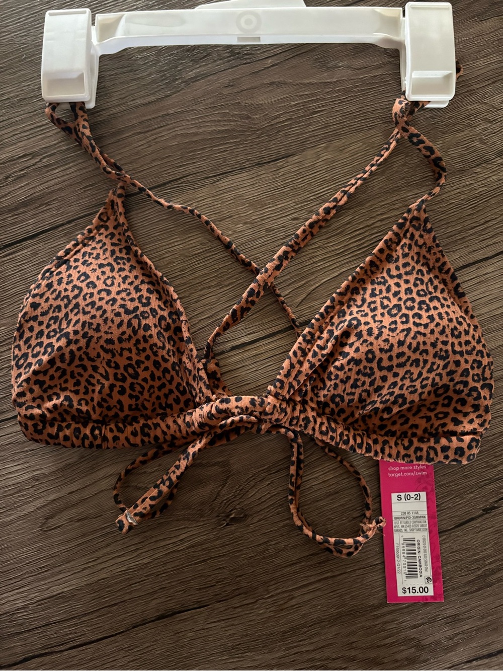 Target Leopard Print Bikini Top - Brown and Black and Black Bottoms